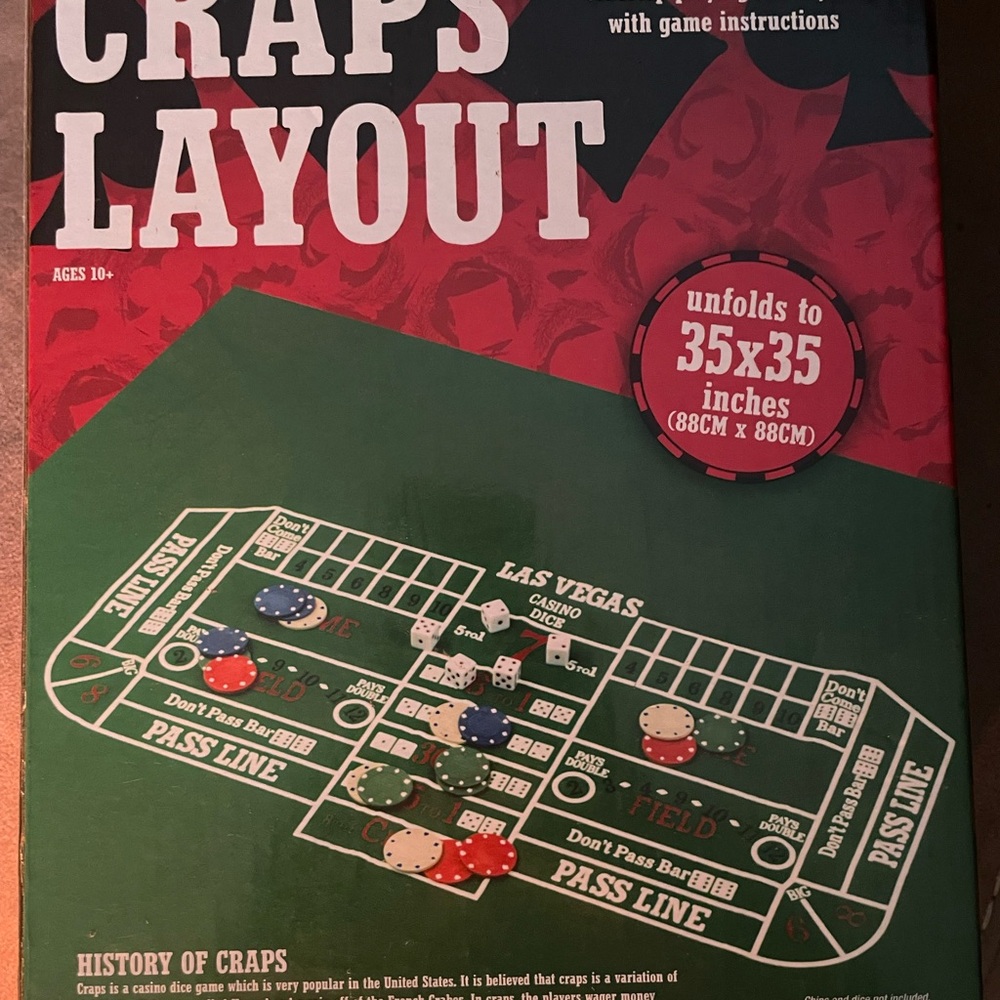 Craps Layout Game Mat - Green